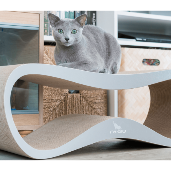 myKotty LUI scratcher duurzaam kartonnen krabmeubel voor katten grijs