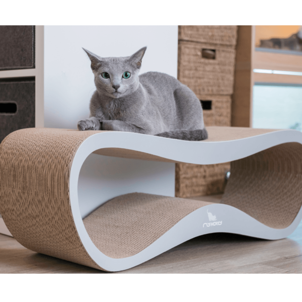 myKotty LUI scratcher duurzaam kartonnen krabmeubel voor katten grijs detail