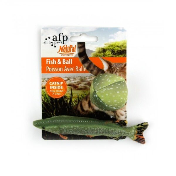 AFP Natural Instincts Fish & Ball super toffe met kattenkruid catnip gevulde vis en bal kattenspeeltje